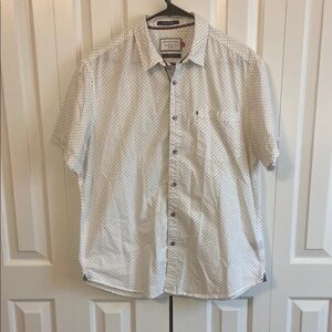 Denim & Flower White and Blue Diamond Pattern Casual Button Down Shirt
